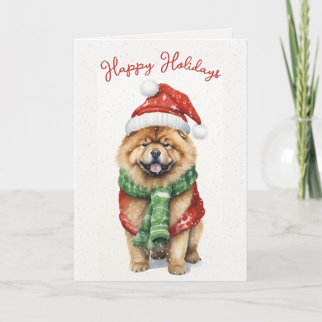 Cartes Pour Fêtes Annuelles Chow de Noël dans les flocons de neige (Devant)