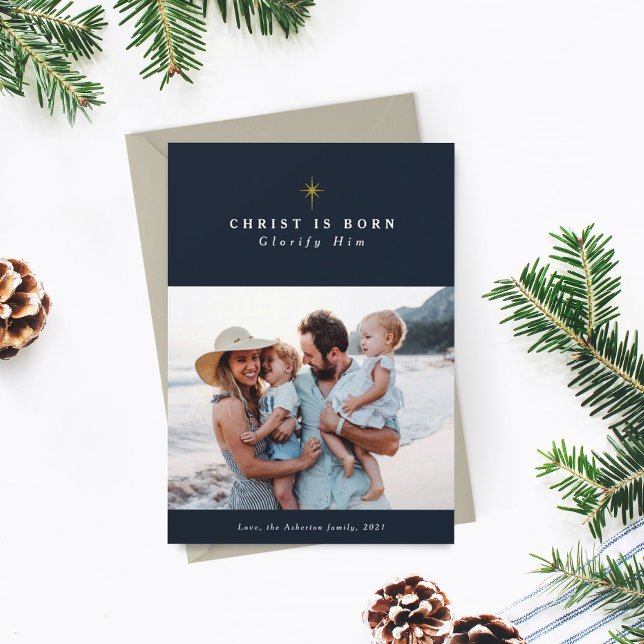 Cartes Pour Fêtes Annuelles Chrétien Born Glorify Him Christmas (Créateur téléchargé)