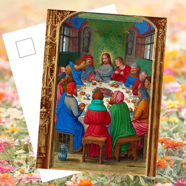 Cartes Pour Fêtes Annuelles Chrétien Religieux La Dernière Cène Jésus Pâques (Jesus Christ Medieval Religious Christian Catholic The Last Supper Apostles Easter Holiday Postcard)
