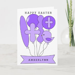 Cartes Pour Fêtes Annuelles Chrétienne pourpre Pâques de fille
