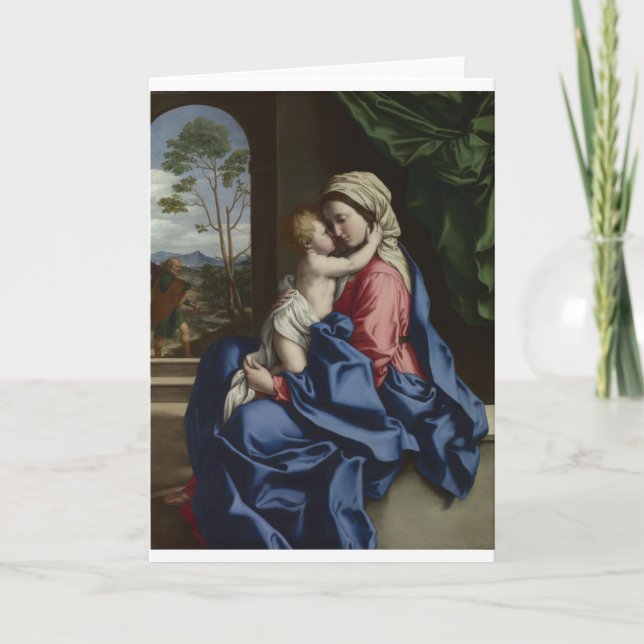 Cartes Pour Fêtes Annuelles Christ Enfant embrasser Madonna (Devant)