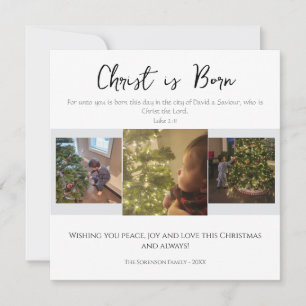Cartes Pour Fêtes Annuelles Christ est né Bible moderne Verse Photo Noël