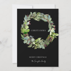 Cartes Pour Fêtes Annuelles Christ est né Noël Vert Noël Noir Noël