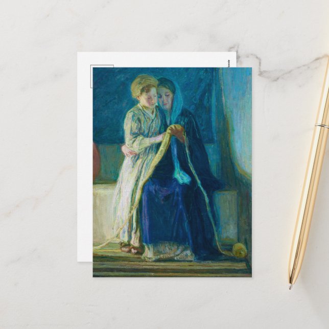 Cartes Pour Fêtes Annuelles Christ et sa mère Étudier les Écritures (Devant/Arrière en situation)
