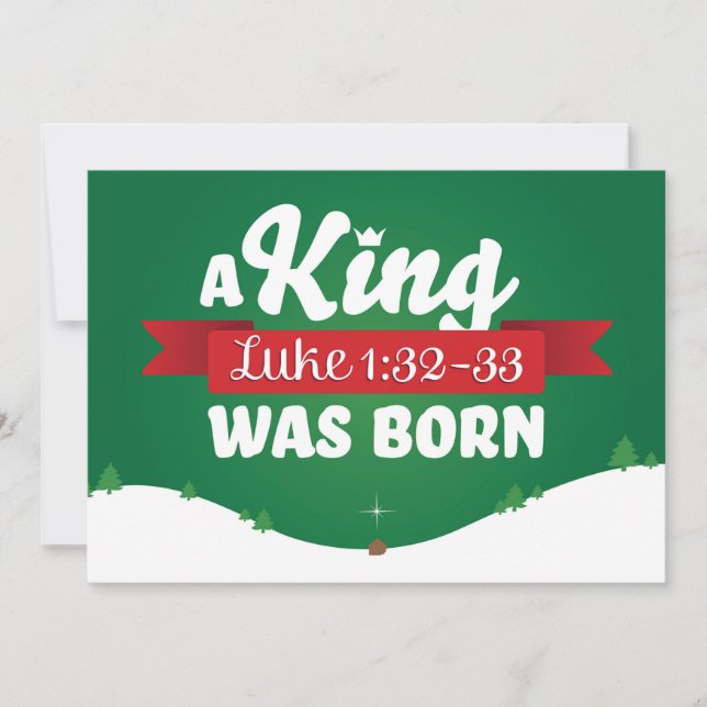 Cartes Pour Fêtes Annuelles Christian Christmas Card Écriture Un Roi Est Né (Devant)