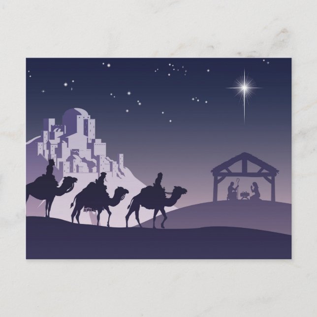 Cartes Pour Fêtes Annuelles Christian Christmas Nativité Scene (Devant)