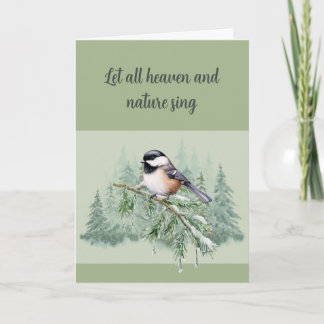 Cartes Pour Fêtes Annuelles Christian Christmas Winter Spruce Tree Chickadee