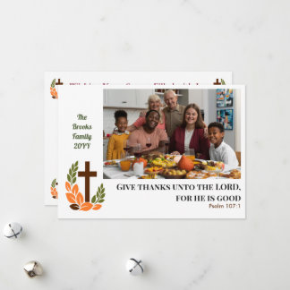 Cartes Pour Fêtes Annuelles Christian Harvest Cross and Wheat Custom Photo