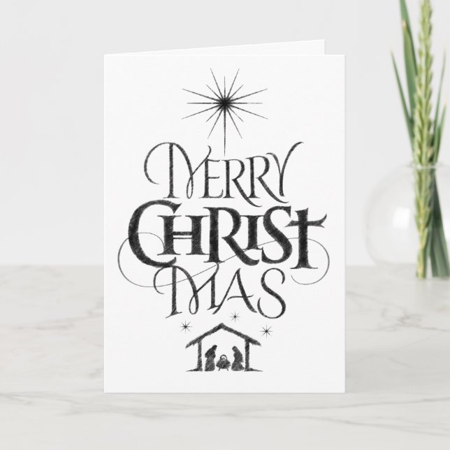 Cartes Pour Fêtes Annuelles Christian Joyeux Noël Christ Charcoal Chalk (Devant)