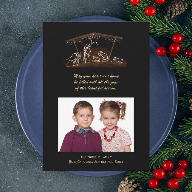 Cartes Pour Fêtes Annuelles Christian Nativité Christmas Photo Flat Card (Créateur téléchargé)