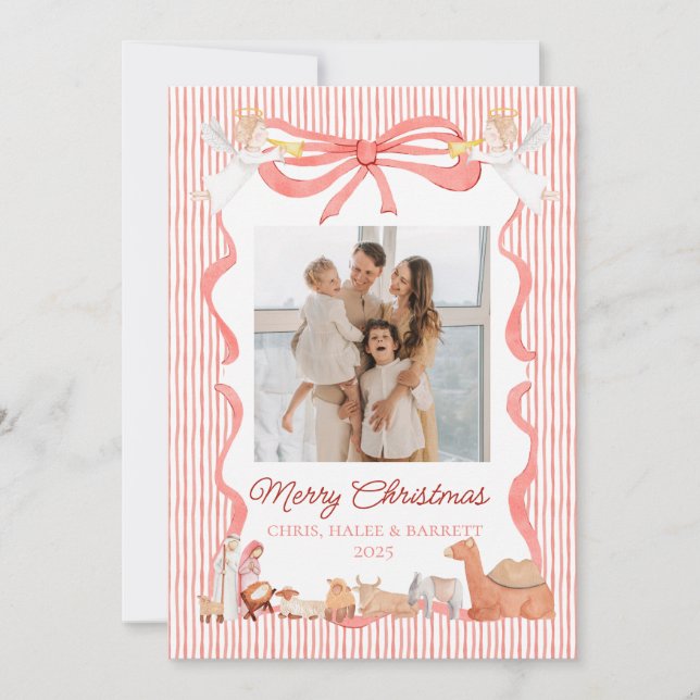 Cartes Pour Fêtes Annuelles Christian Nativity Photo Greeting Christmas Card,  (Devant)
