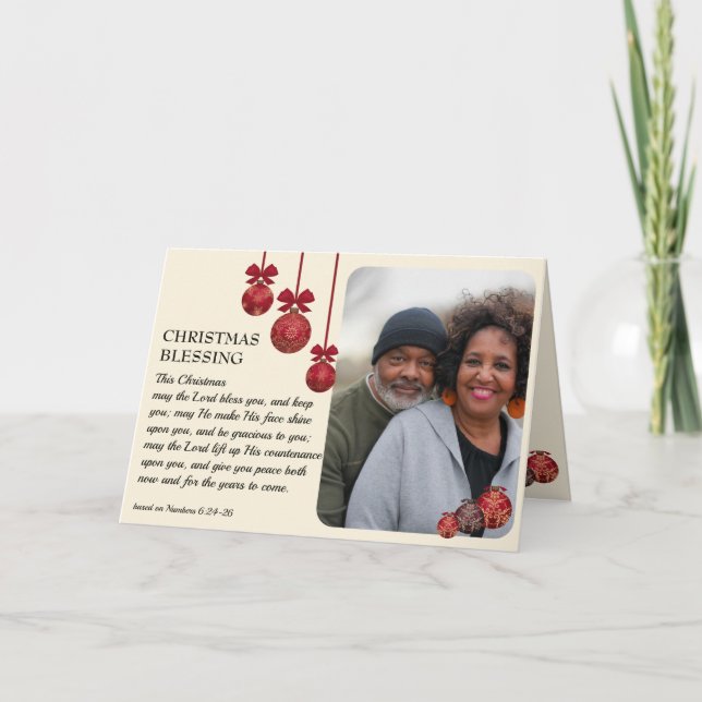 Cartes Pour Fêtes Annuelles Christian QUE LE SEIGNEUR VOUS BÉNISSE Photo Noël (Devant)