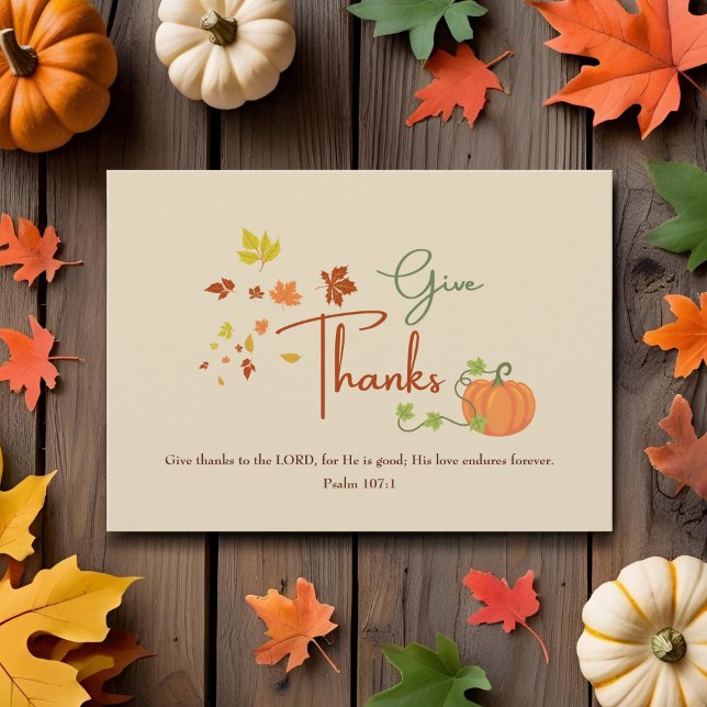 Cartes Pour Fêtes Annuelles Christian Thanksgiving Psaume 107:1 | Famille pers (Créateur téléchargé)