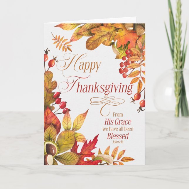 Cartes Pour Fêtes Annuelles Christian Thanksgiving Sainte Écriture des bénédic (Devant)