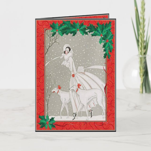 Cartes Pour Fêtes Annuelles Christmas Afghan Hounds (Devant)