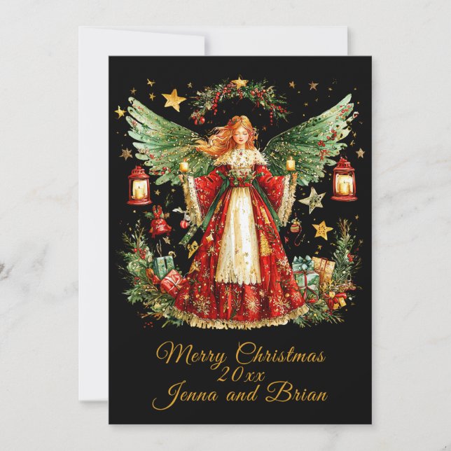 Cartes Pour Fêtes Annuelles Christmas Angel personalized Holiday flat card (Devant)