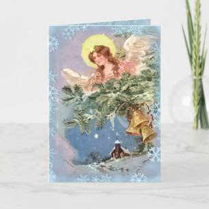 Cartes Pour Fêtes Annuelles CHRISTMAS ANGEL & SNOWFLAKES par SHARON SHARPE