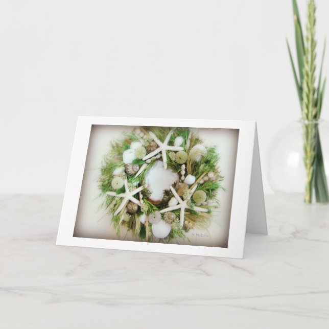 Cartes Pour Fêtes Annuelles Christmas Beach Wreath (Devant)