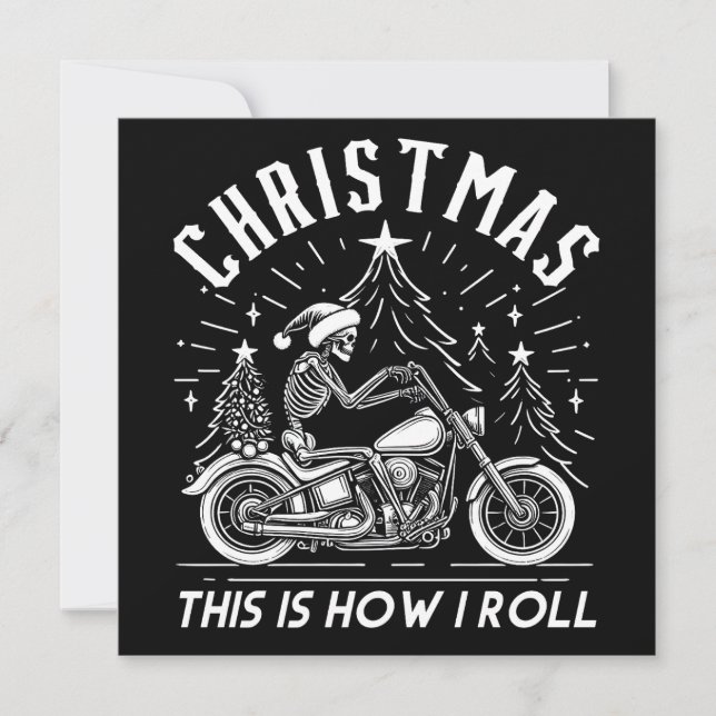Cartes Pour Fêtes Annuelles Christmas Biker C'est comme ça que je roule (Devant)