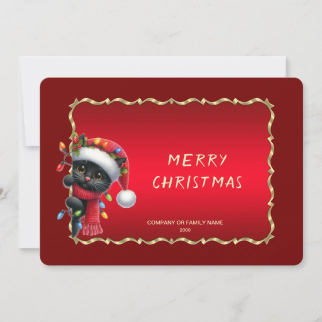Cartes Pour Fêtes Annuelles Christmas Black Cat Holiday Card (Devant)