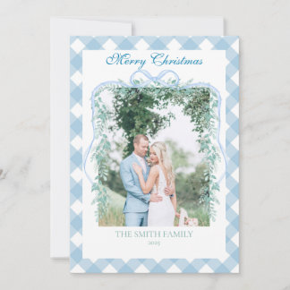 Cartes Pour Fêtes Annuelles Christmas Blue Gingham Garland Grandmillenial