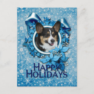 Cartes Pour Fêtes Annuelles Christmas - Blue Snowflake - Corgi