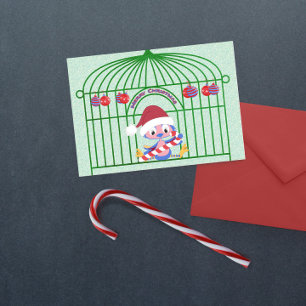 Cartes Pour Fêtes Annuelles Christmas BlueBird in Ornate Cage personnalisable