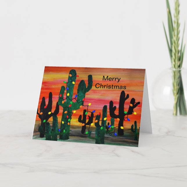 Cartes Pour Fêtes Annuelles Christmas cactus Holiday greeting cards. (Devant)