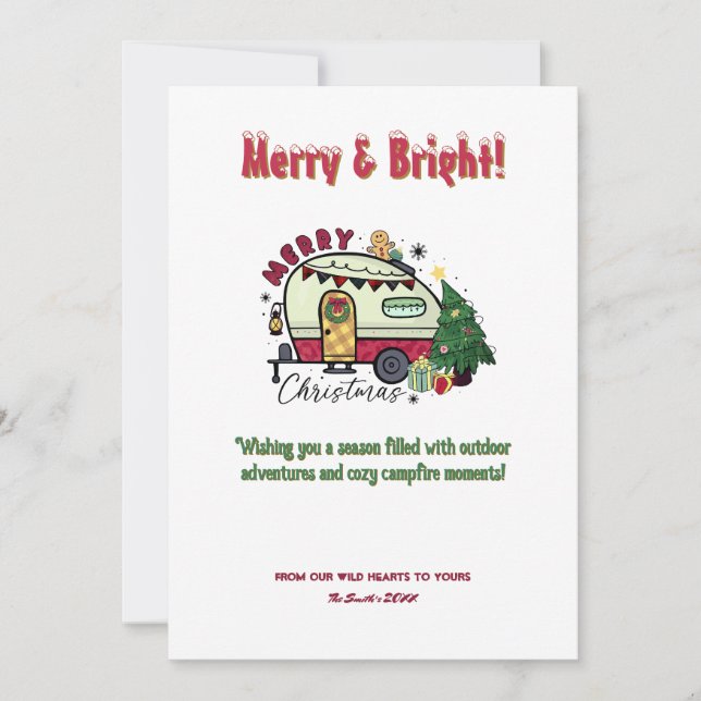 Cartes Pour Fêtes Annuelles Christmas Camper Home Camping Extérieur Aventure (Devant)