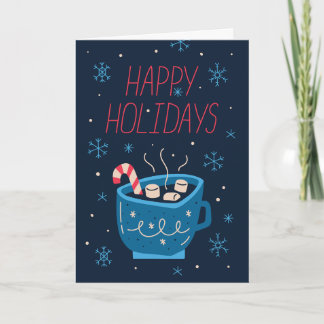 Cartes Pour Fêtes Annuelles Christmas Card Cup of Cocoa with Candy Cane