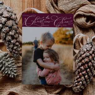 Cartes Pour Fêtes Annuelles Christmas Cheval Script Cranberry Photo de Noël