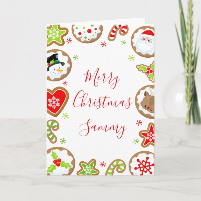 Cartes Pour Fêtes Annuelles Christmas Cookies Red and Green Merry Christmas (Devant)