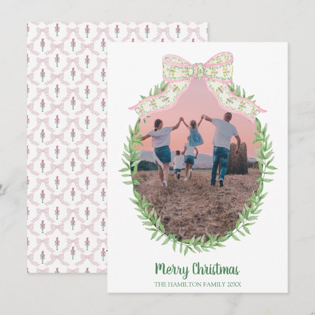 Cartes Pour Fêtes Annuelles Christmas Coquette Nutcracke Photo Grandmillennial (Devant / Derrière)