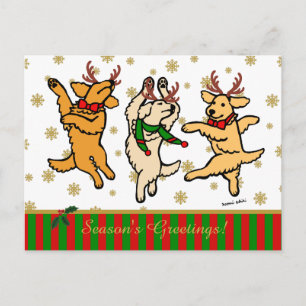 Cartes Pour Fêtes Annuelles Christmas Dancing Golden Retrievers