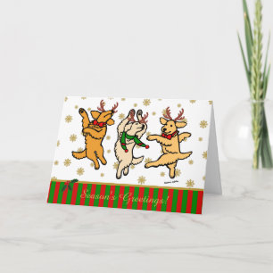 Cartes Pour Fêtes Annuelles Christmas Dancing Golden Retrievers