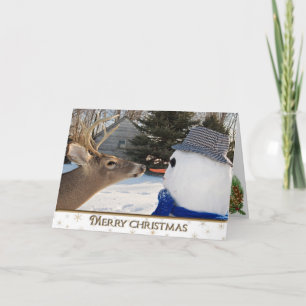 Cartes Pour Fêtes Annuelles Christmas Deer et Snowman