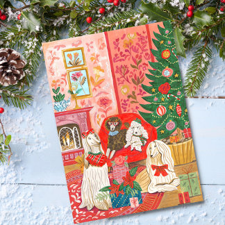 Cartes Pour Fêtes Annuelles Christmas Dogs Afghan Hound Hand drawn