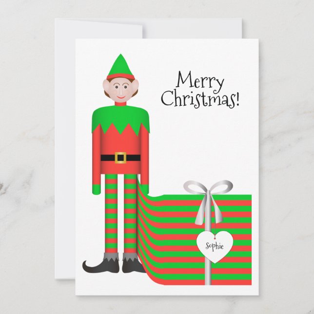 Cartes Pour Fêtes Annuelles Christmas Elf Flat Card - Forfait Cadeau Gratté (Devant)