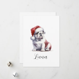Cartes Pour Fêtes Annuelles Christmas English Bull Chien Santa Hat