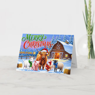 Cartes Pour Fêtes Annuelles Christmas Farm Animals Gathering 