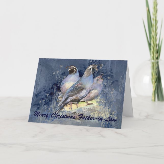 Cartes Pour Fêtes Annuelles Christmas Father-in-Law California Quail Bird (Devant)