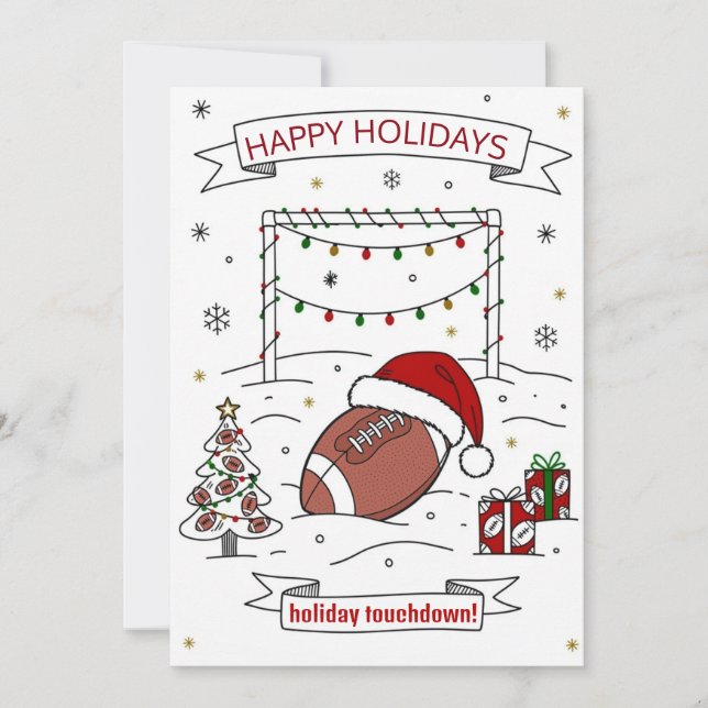 Cartes Pour Fêtes Annuelles Christmas football Ball Santa Hat Greeting Cards (Devant)