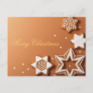 Cartes Pour Fêtes Annuelles Christmas Gingerbreads With Golden Stars