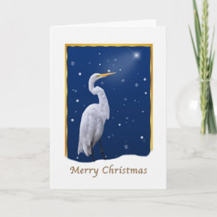 Cartes Pour Fêtes Annuelles Christmas, Great Egret Bird, Star, Religious