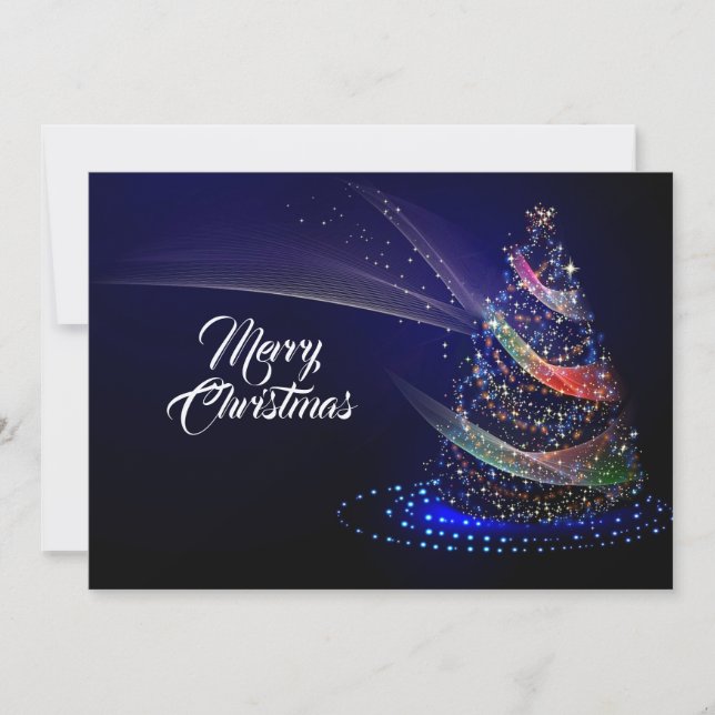 Cartes Pour Fêtes Annuelles Christmas Greeting Colorful Tree Navy Blue Rustic (Devant)