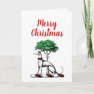 Cartes Pour Fêtes Annuelles Christmas Greyhound Whippet With Tree Crest Emblem