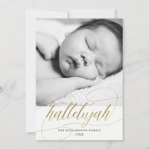Cartes Pour Fêtes Annuelles Christmas Hallelujah   Faux Gold with Photo