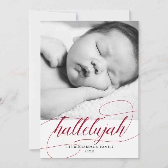 Cartes Pour Fêtes Annuelles Christmas Hallelujah | Rouge vacances avec photo (Devant)