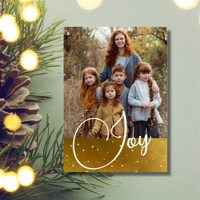 Cartes Pour Fêtes Annuelles Christmas Joy Photo Gold (Créateur téléchargé)