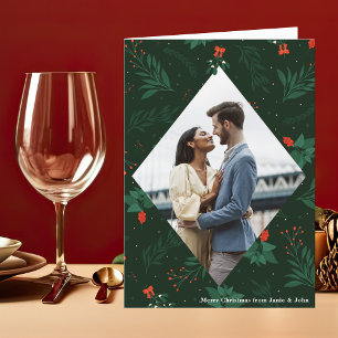 Cartes Pour Fêtes Annuelles Christmas Kiss Mistletoe Romantique Photo Plié